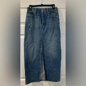 Banana Republic BR denim Jean skirt button fly vintage look front slip midmaxi